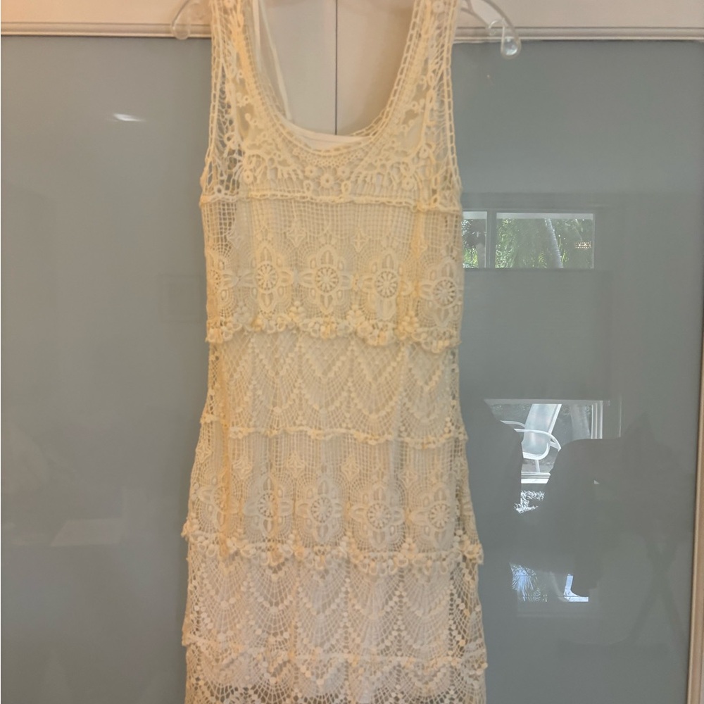 American Rag Cream Crochet Mini Dress